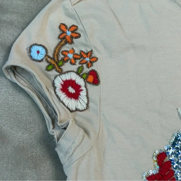 Double D Ranch Play Nice U S A Patriotic Embroidered Tee Size Medium - Picture 4 of 13